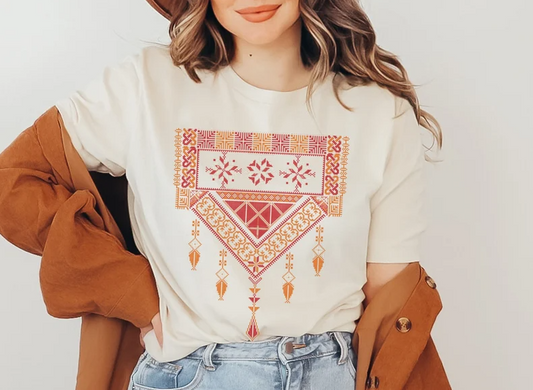 Arabic Palestinian Women Shirt Arab Ladies TShirt Gift For Moms Sisters aunts Best friend Authentic Arabic Traditional Design Tee for Her