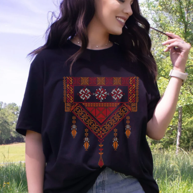 Arabic Palestinian Women Shirt Arab Ladies TShirt Gift For Moms Sisters aunts Best friend Authentic Arabic Traditional Design Tee for Her