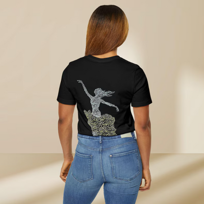 Arabic Calligraphy printed black T-Shirt | Sufi Dance Art Tee | Black t-shirt Spiritual Muslim Woman Shirt | Minimal Islamic Gift for Her